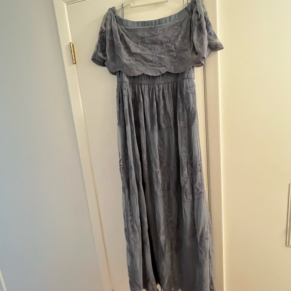 Blue PinkBlush Off the Shoulder Lace Maternity Dress - Picture 4 of 4